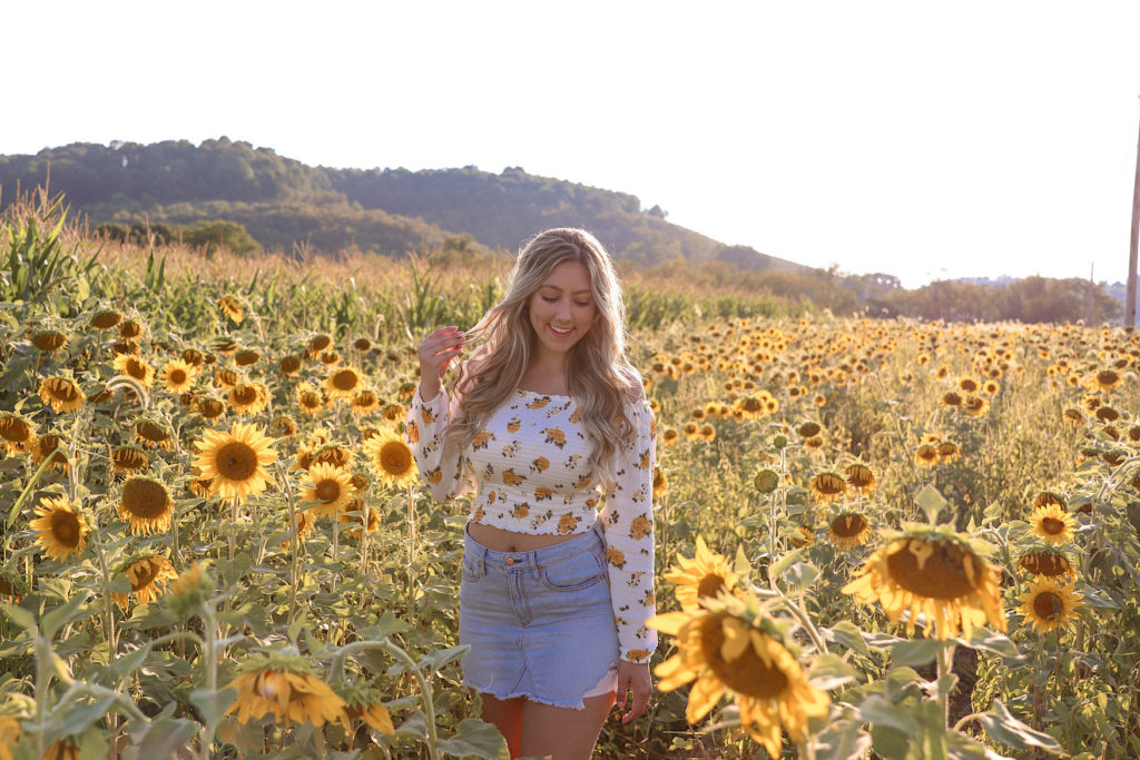 visiting a sunflower field